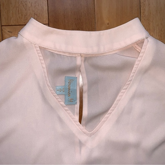 Veronica M. Cut Out Choker Style Blush Bell Sleeve Blouse - Picture 6 of 11